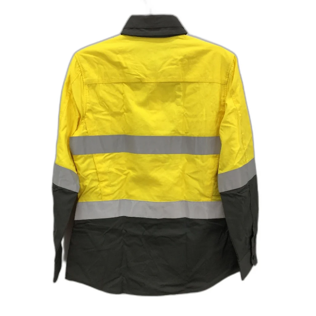 King Gee Yellow Hi-Vis Long Sleeve Button Up Vented Work Shirt Ladies Size AU 10 - Image 2
