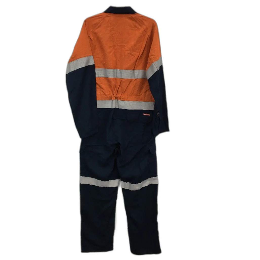 Hard Yakka Orange Hi-Vis Stripe Button Up Drill Work Coverall Mens Size 92R - Image 2