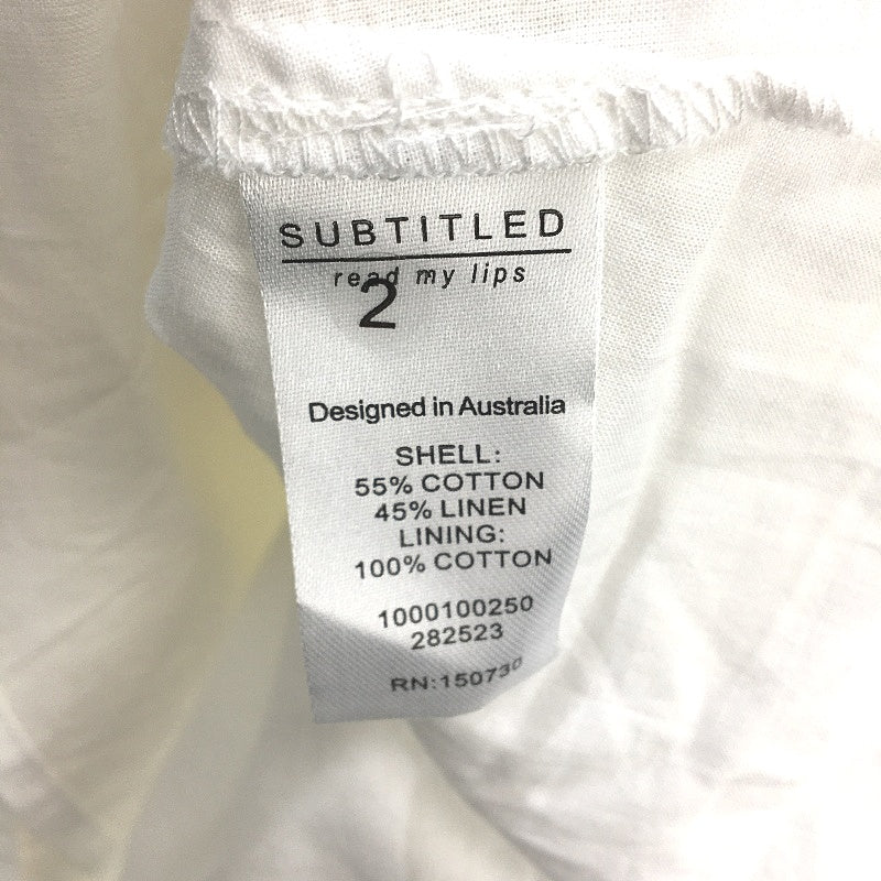Subtitled Cut Out Linen Blend Tiered White Midi Dress Ladies Size Large NEW - Image 6