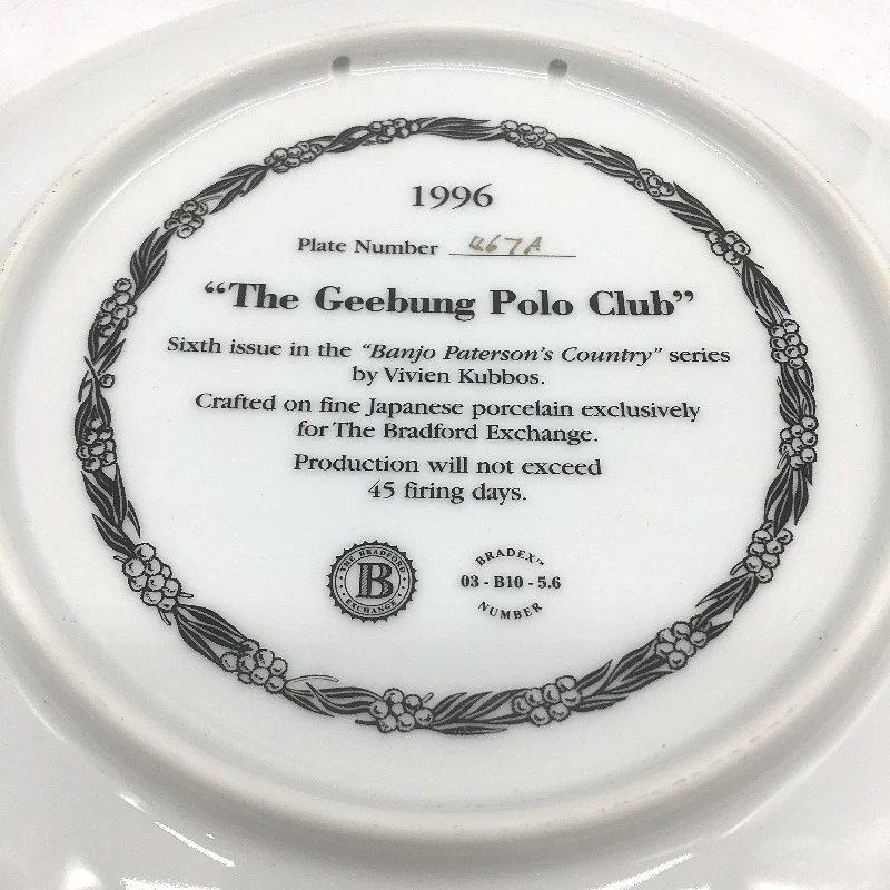 VINTAGE Bradford Exchange 467A Geebung Polo Club Porcelain Decorative Plate - Image 3