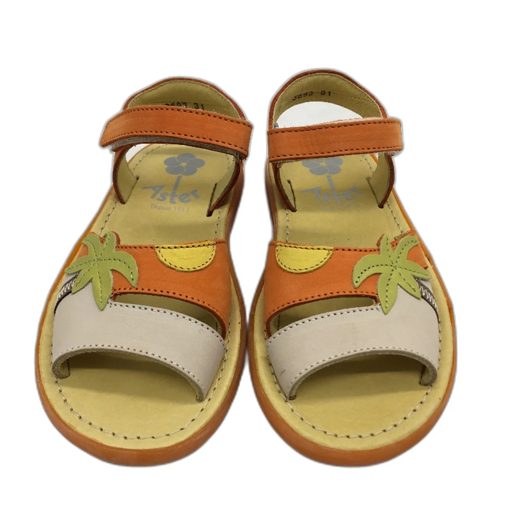Aster Navidad Papaye Orange Palm Leather Sandal Shoes Kids Size 13.5 EU 31 NEW - Image 2
