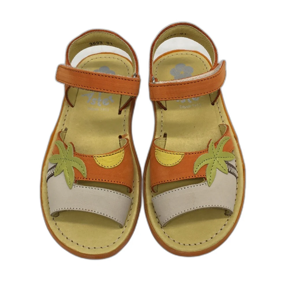 Aster Navidad Papaye Orange Palm Leather Sandal Shoes Kids Size 13.5 EU 31 NEW - Image 3
