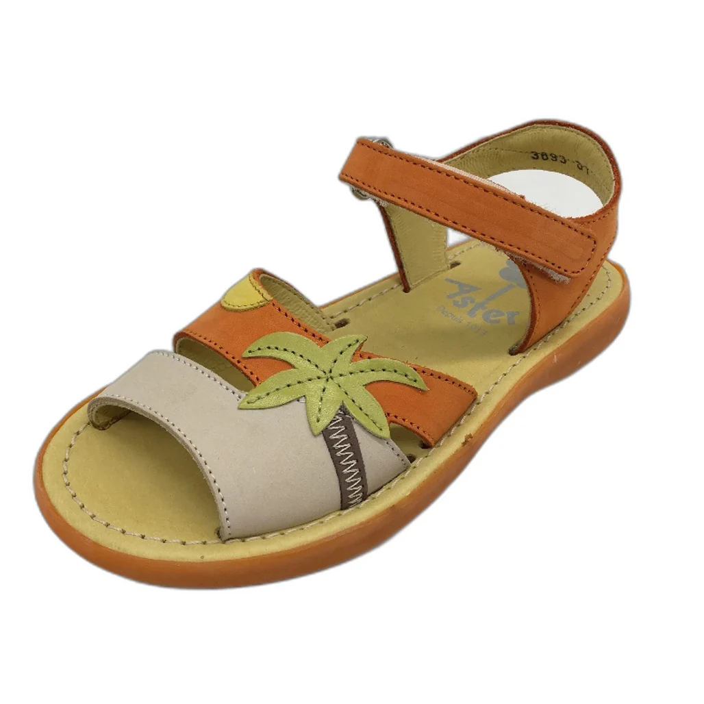 Aster Navidad Papaye Orange Palm Leather Sandal Shoes Kids Size UK10 EU 28 NEW