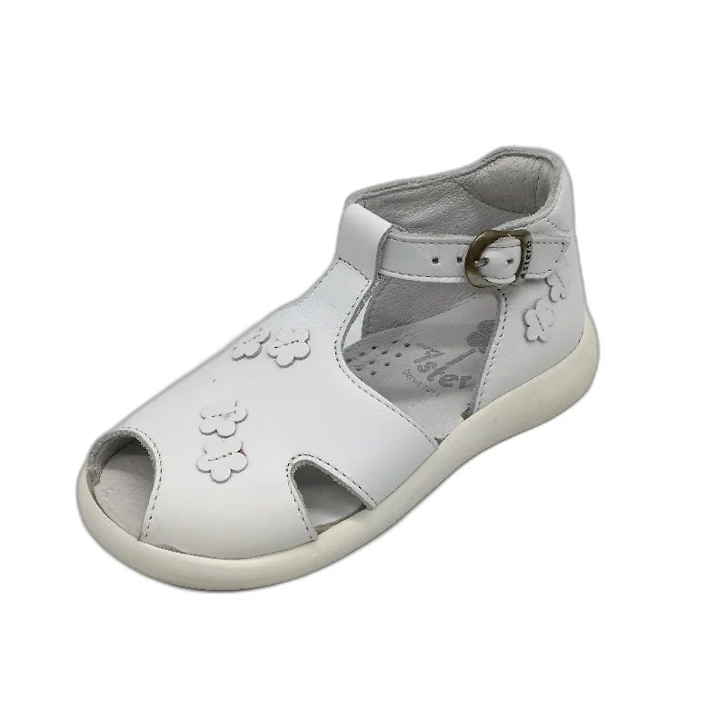 Aster White Leather Nemee Sandal Shoes Toddler Size 3-4Yrs UK 8 EU 25 NEW