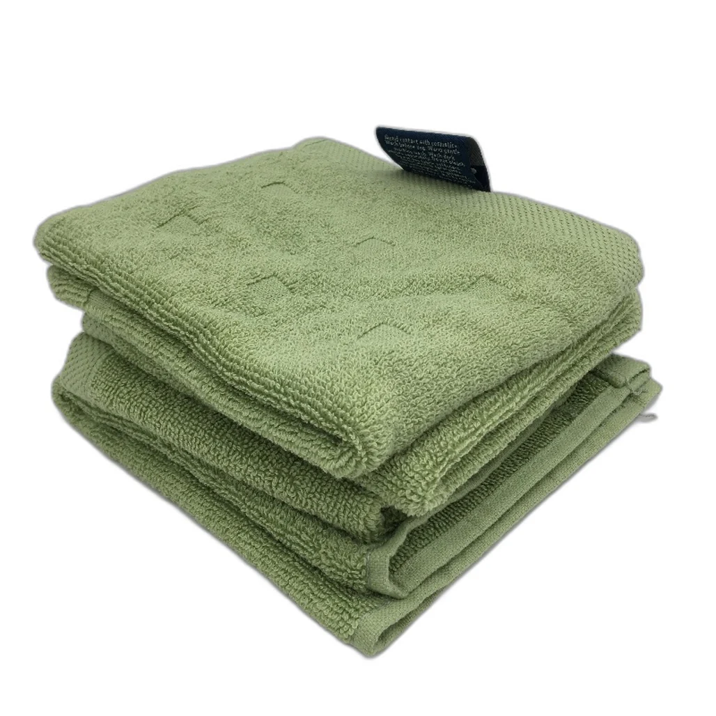Kirkton House 5Pce Green Square Patterned Hand Towel & 4 Face Washer Pack NEW - Image 2