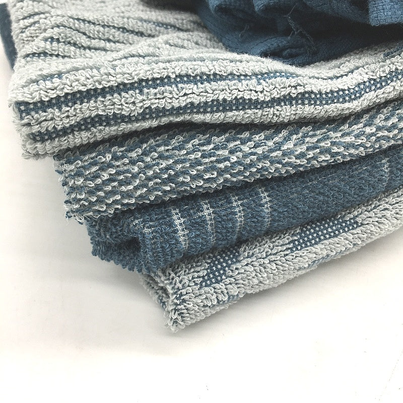 Kirkton House 8Pce Steel Blue Patterned 4 Hand Towels & 4 Face Washers Pack NEW - Image 3