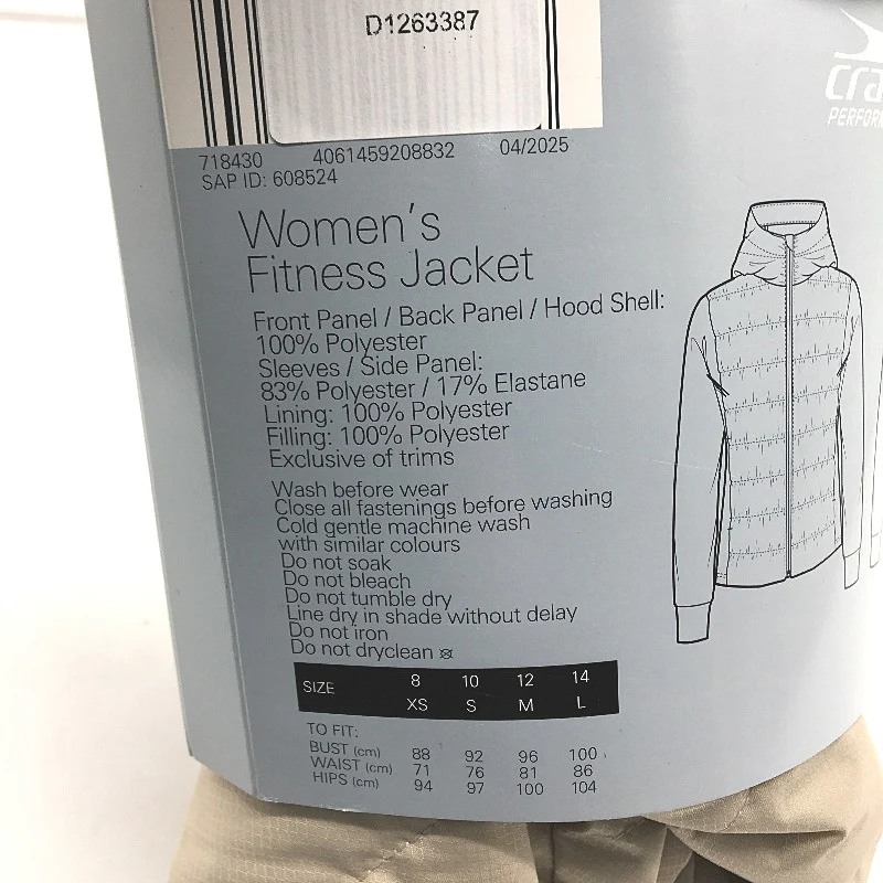 Crane Beige Zip Up Fitness Lightweight Slim Fit Jacket Ladies Size XS NEW - Image 4