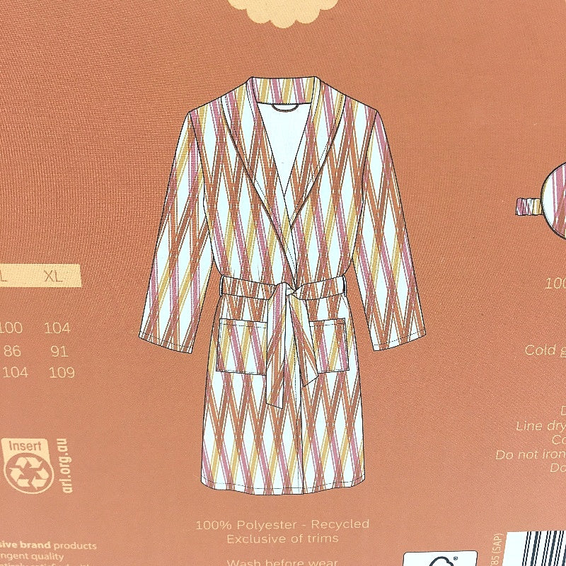 Serra Orange Striped Soft Plush Robe & Eye Mask Gift Set Ladies Size M NEW - Image 3