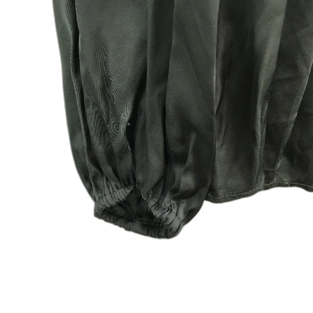 Tokito Petites Dark Green Silky Long Sleeve Frill Neck Blouse Ladies Size 10 NEW - Image 4