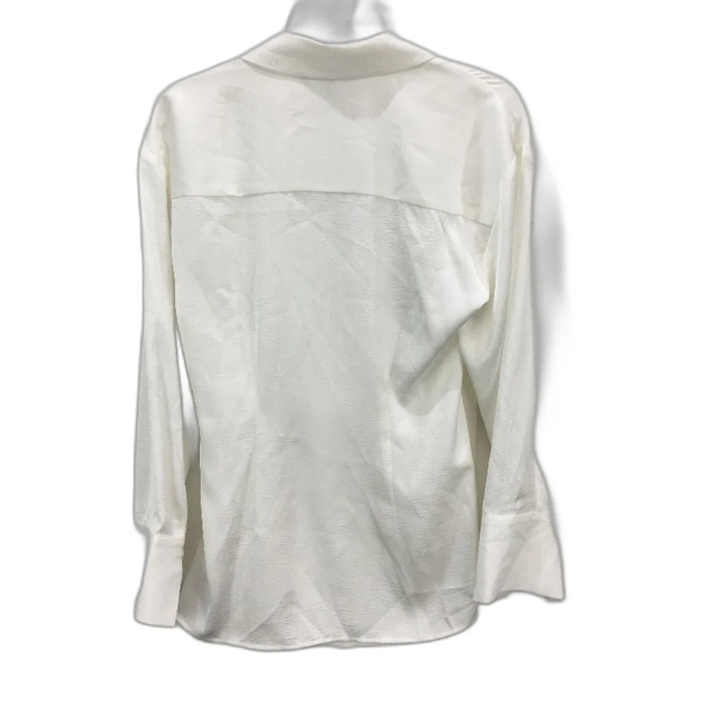 Basque Petites Ivory White Silky Long Sleeve Tie Up Tunic Blouse Size 10 NEW - Image 2