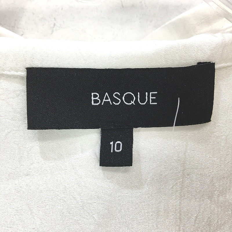 Basque Petites Ivory White Silky Long Sleeve Tie Up Tunic Blouse Size 10 NEW - Image 3