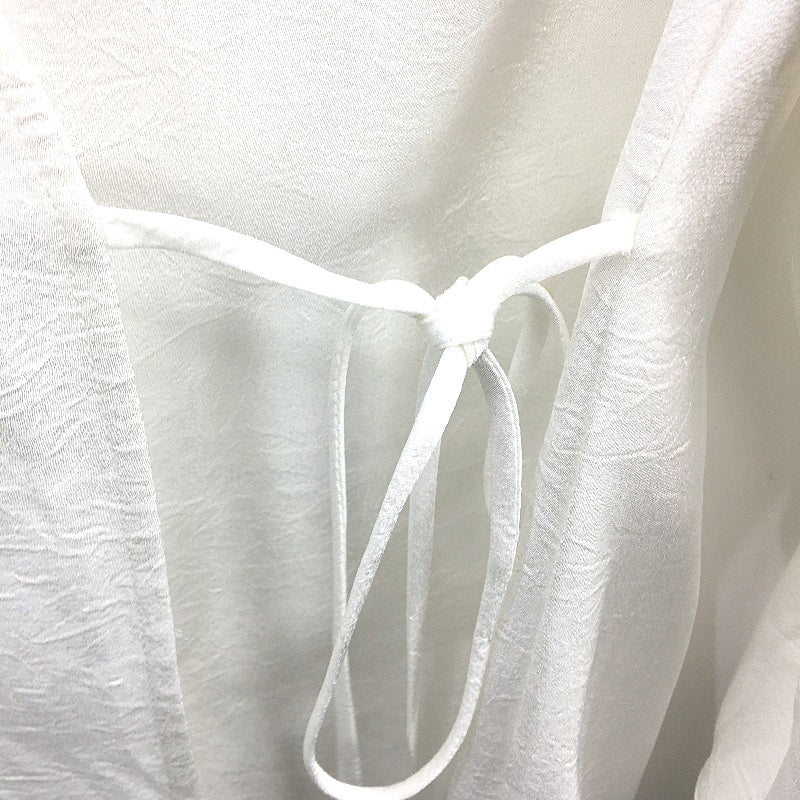 Basque Petites Ivory White Silky Long Sleeve Tie Up Tunic Blouse Size 10 NEW - Image 4