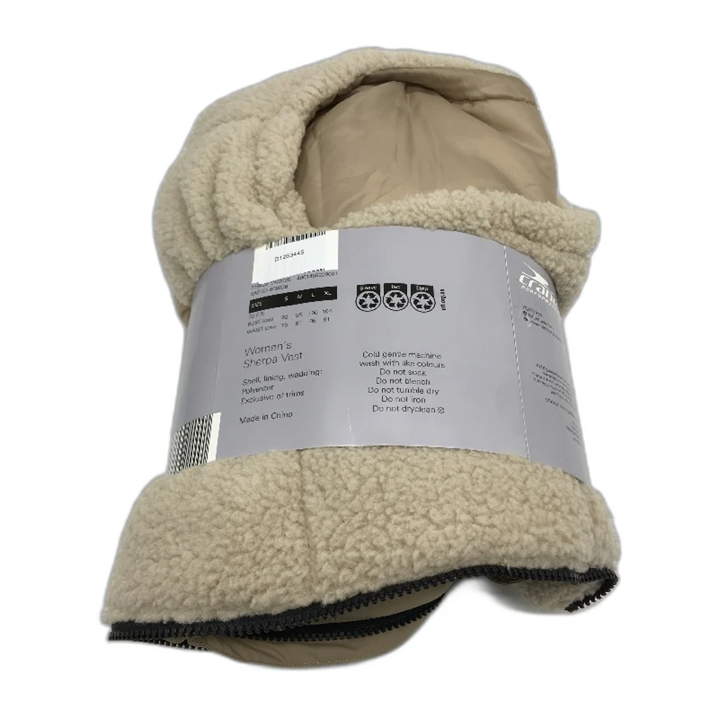 Crane Performance Tan Zip Up Sleeveless Sherpa Vest Ladies Size XL NEW - Image 2
