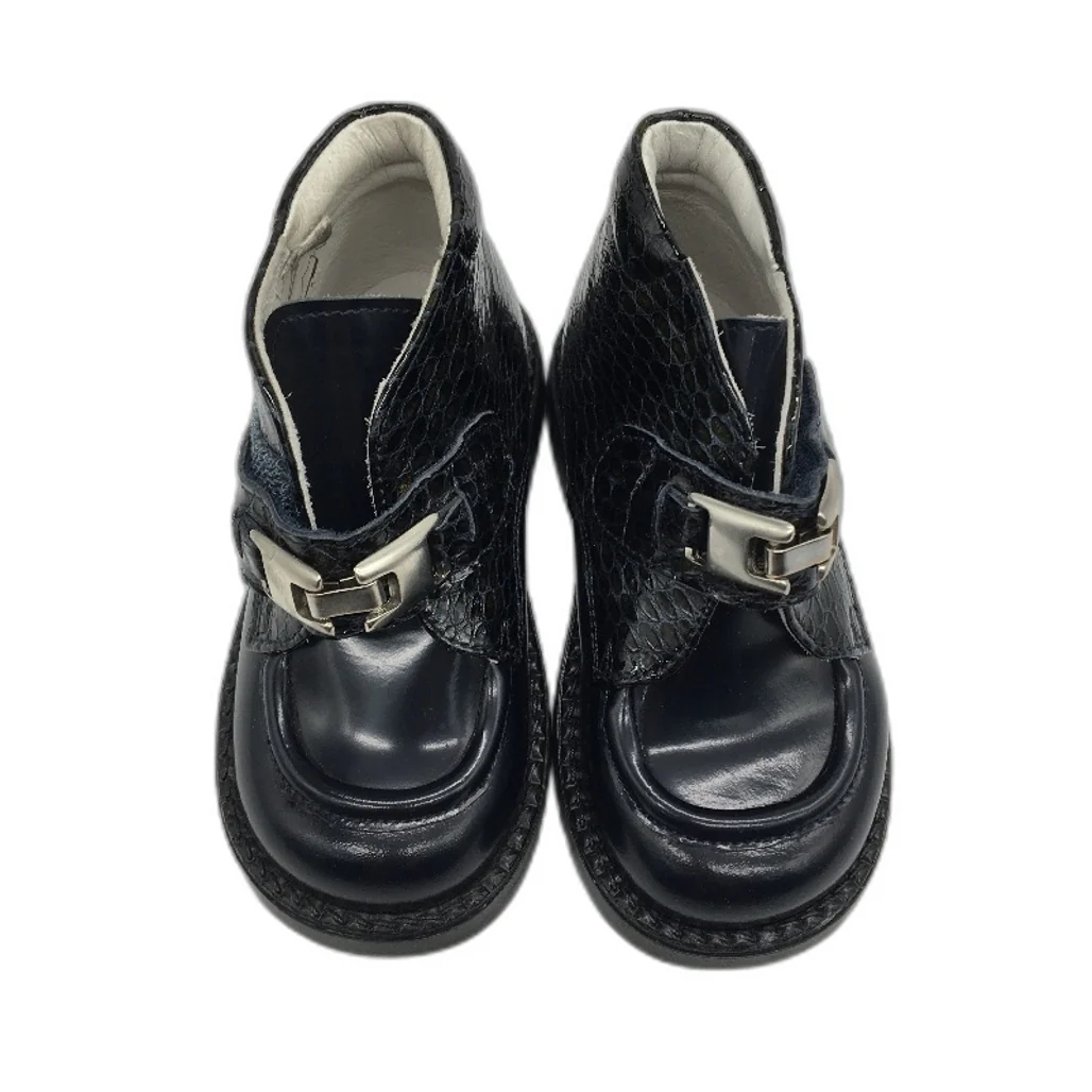 Miccio Navy Abrasiuvato Italian Made Leather Toddler Shoes EU 22-25 14cm NEW - Image 3