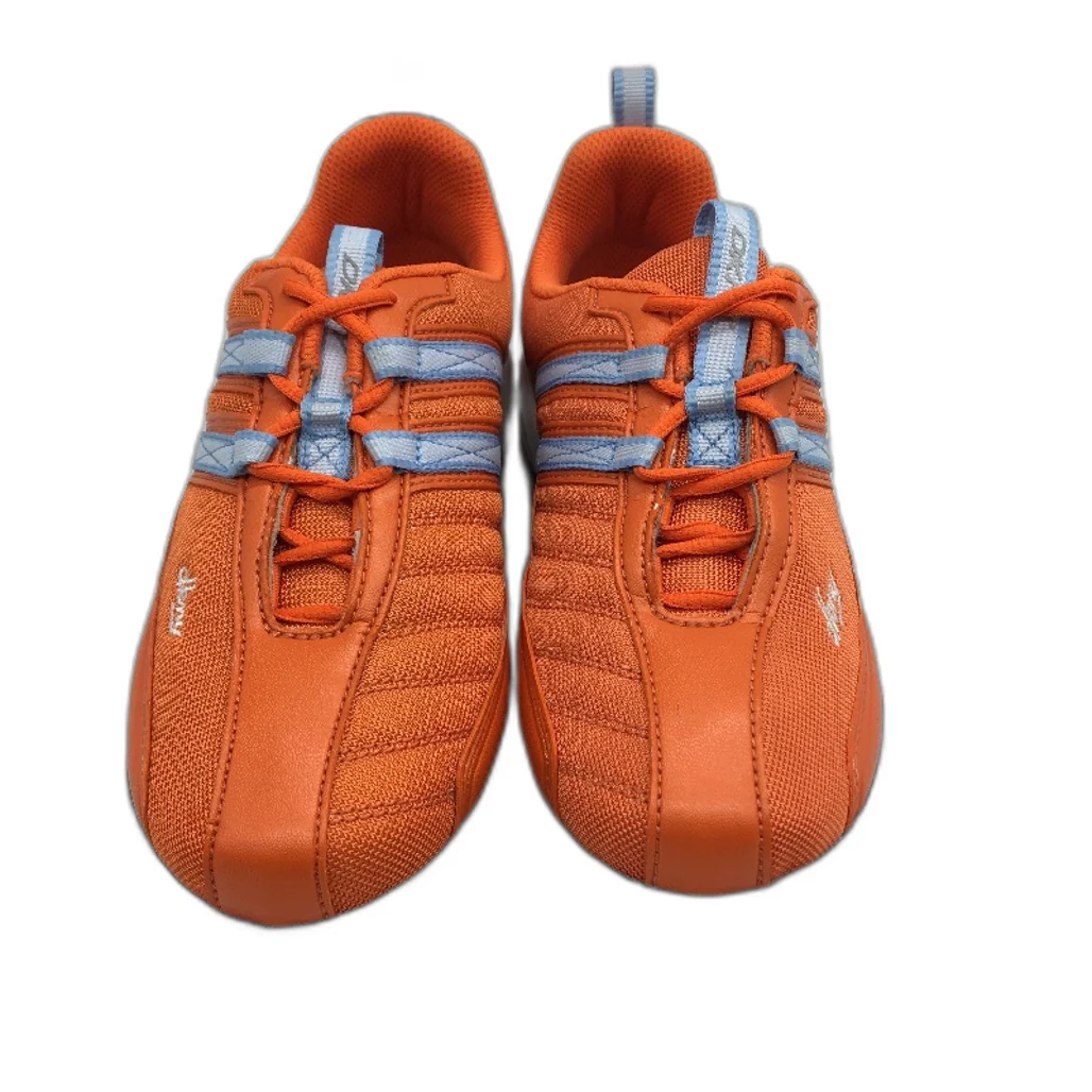 DKNY Basic Orange Mesh Blue Accent Lace Up Sneaker Shoe Youth Size 3 22cm NEW - Image 2