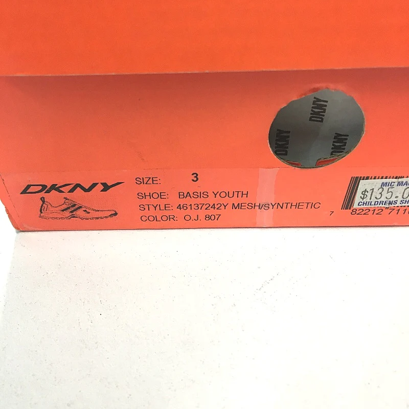 DKNY Basic Orange Mesh Blue Accent Lace Up Sneaker Shoe Youth Size 3 22cm NEW - Image 6