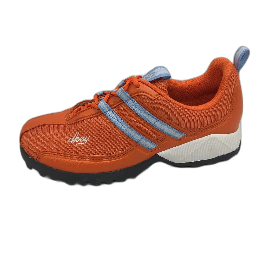 DKNY Basic Orange Mesh Blue Accent Lace Up Sneaker Shoe Youth Size 5 25cm NEW