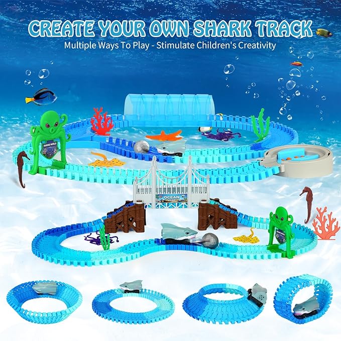 Shark Track Car Ocean Theme Racetrack Flexible Train Toys Accessories Age 3+ NEW - Image 4