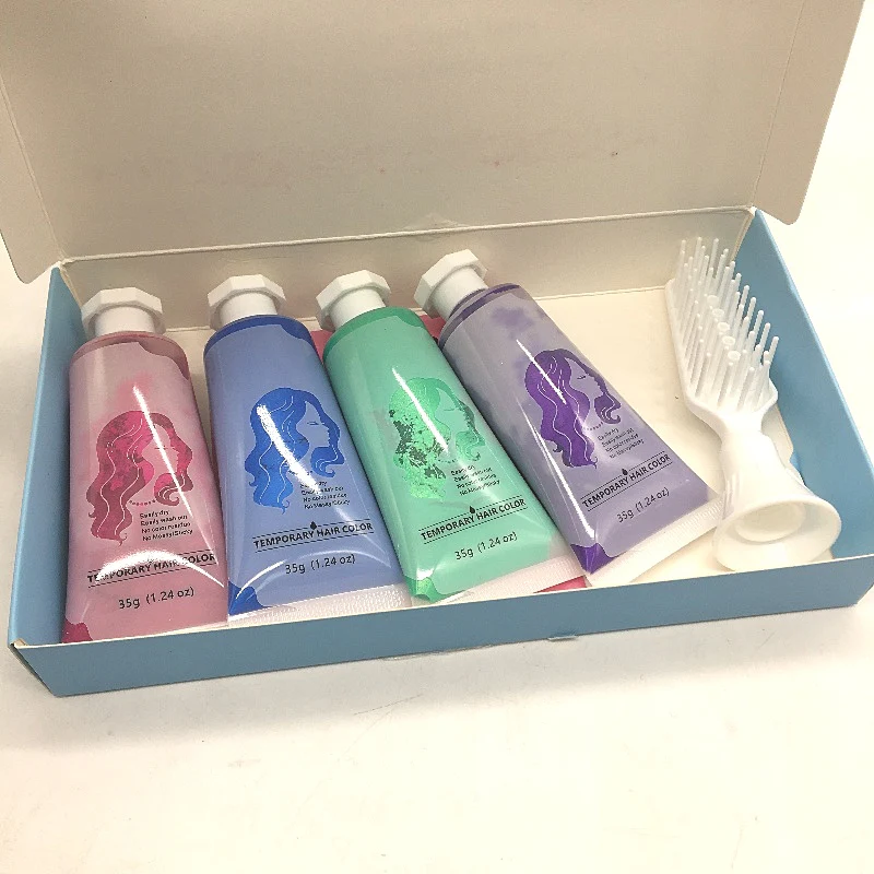 HaiolorPro Temporary Hair Colour Comb DIY Wax 4 Pack With Brush Head Kids Safe - Image 5
