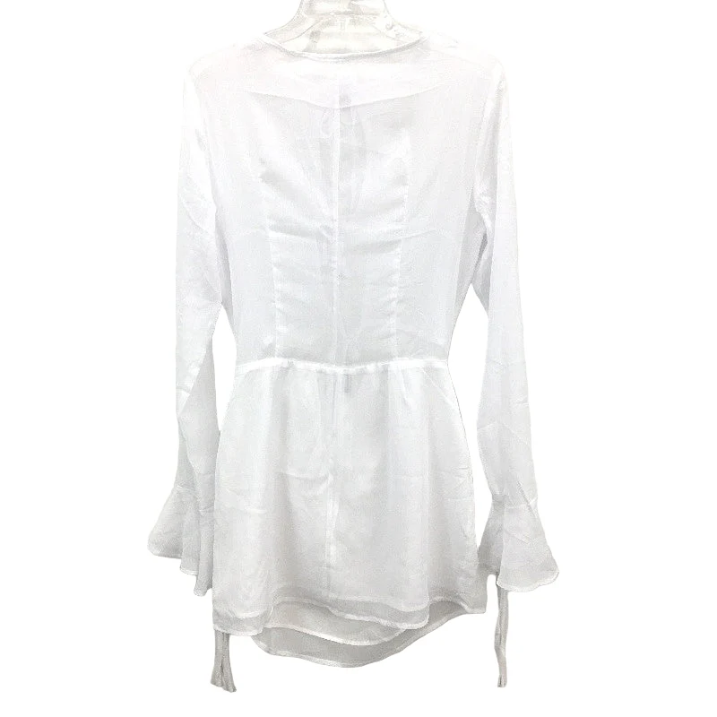 Sndys Riviera Sheer White Ruffle Long Sleeve Mini Dress Ladies Size AU 10 NEW - Image 2