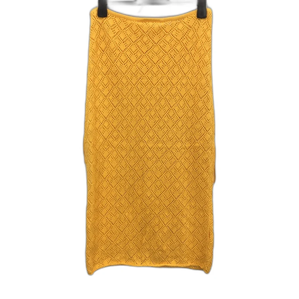 Subtitled Crochet Knit Marigold Yellow Maxi Skirt Ladies Size Large NEW - Image 2