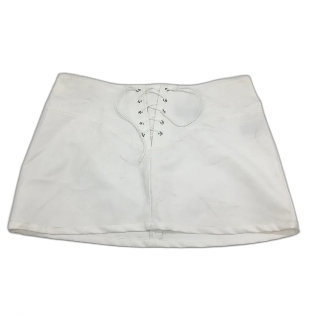 Neon Hart Leia Lace Tie Front White Mini Skirt Ladies Size Large NEW