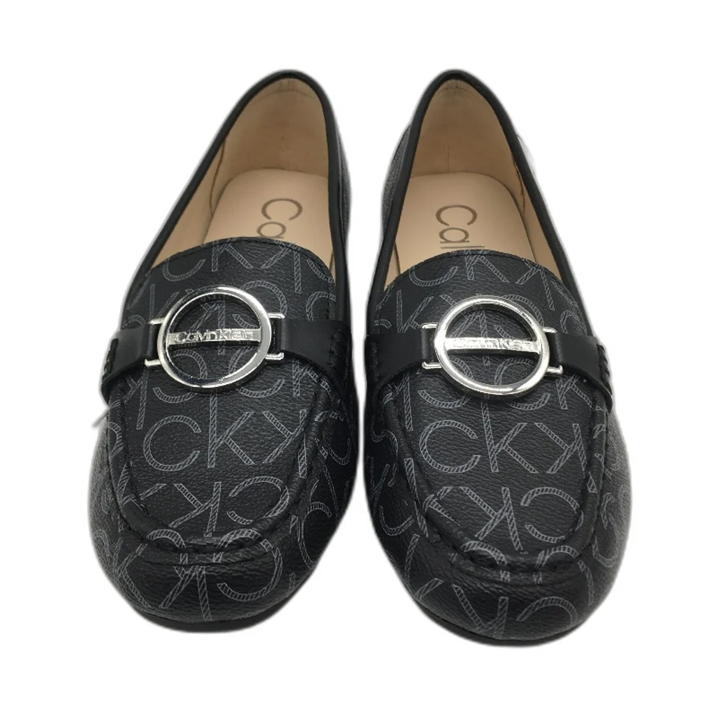 Calvin Klein Black Faux Leather Layne Logo Flat Shoes Ladies US 7.5 NEW - Image 2
