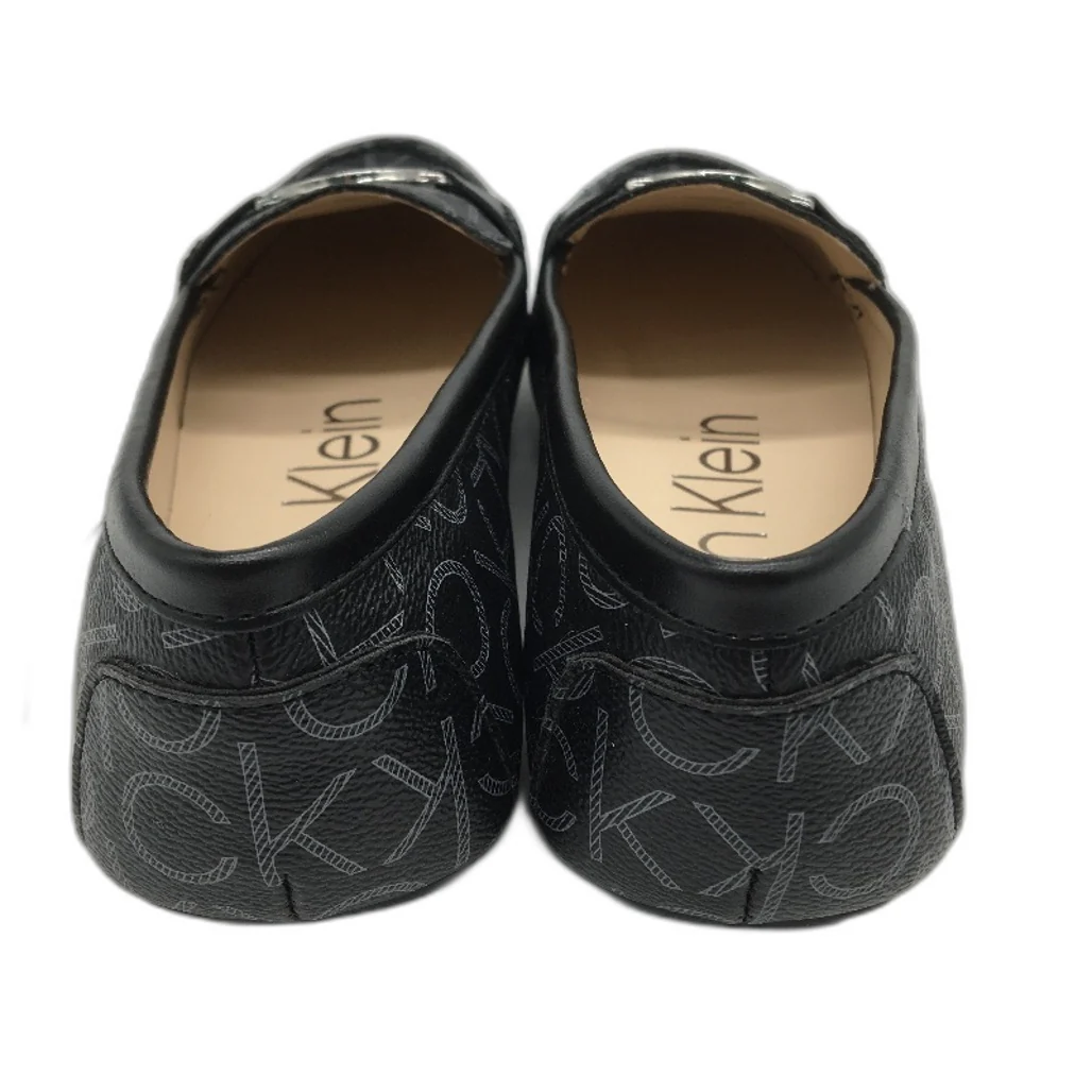 Calvin Klein Black Faux Leather Layne Logo Flat Shoes Ladies US 7.5 NEW - Image 4
