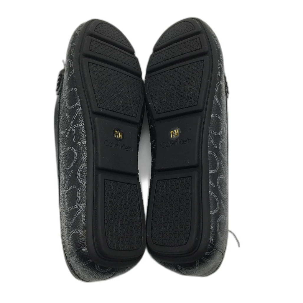 Calvin Klein Black Faux Leather Layne Logo Flat Shoes Ladies US 7.5 NEW - Image 5