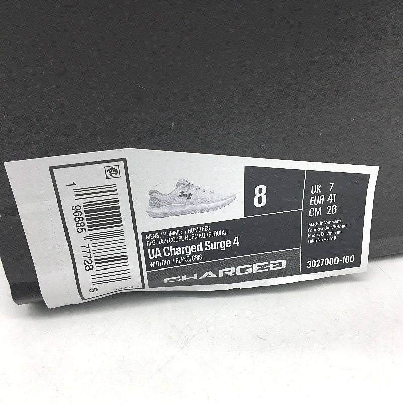 Under Armour White Grey UA Charged Surge 4 Sneakers Mens Size US 8 EU 41 NEW - Image 6