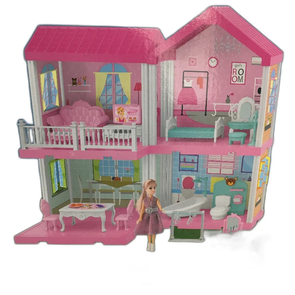 Zalluc Model's House 4 Room Pink Doll House With Furnitures & 1 Doll Age 3+ NEW - Image 2