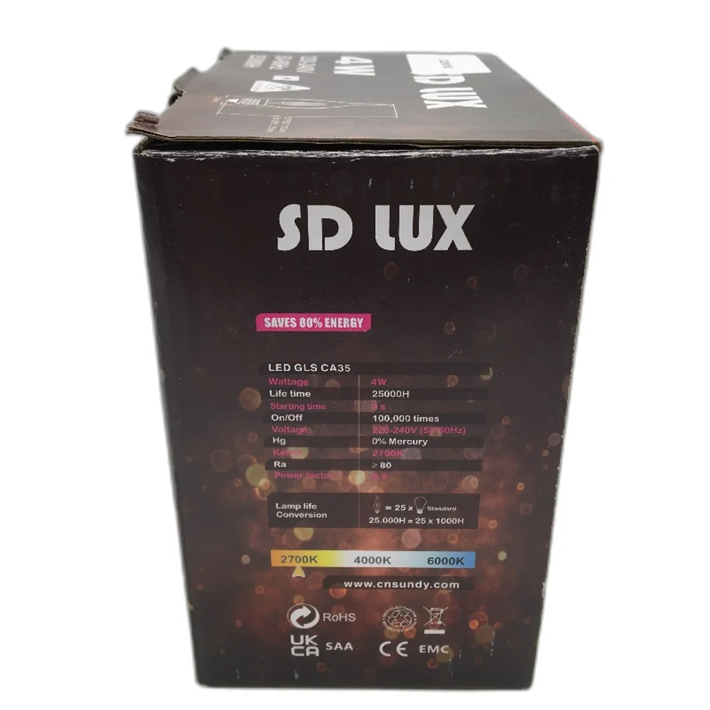 SD LUX 6 Pack 4W E14 LED Candle Warm Light Bulbs Vintage Style Energy Saving - Image 6