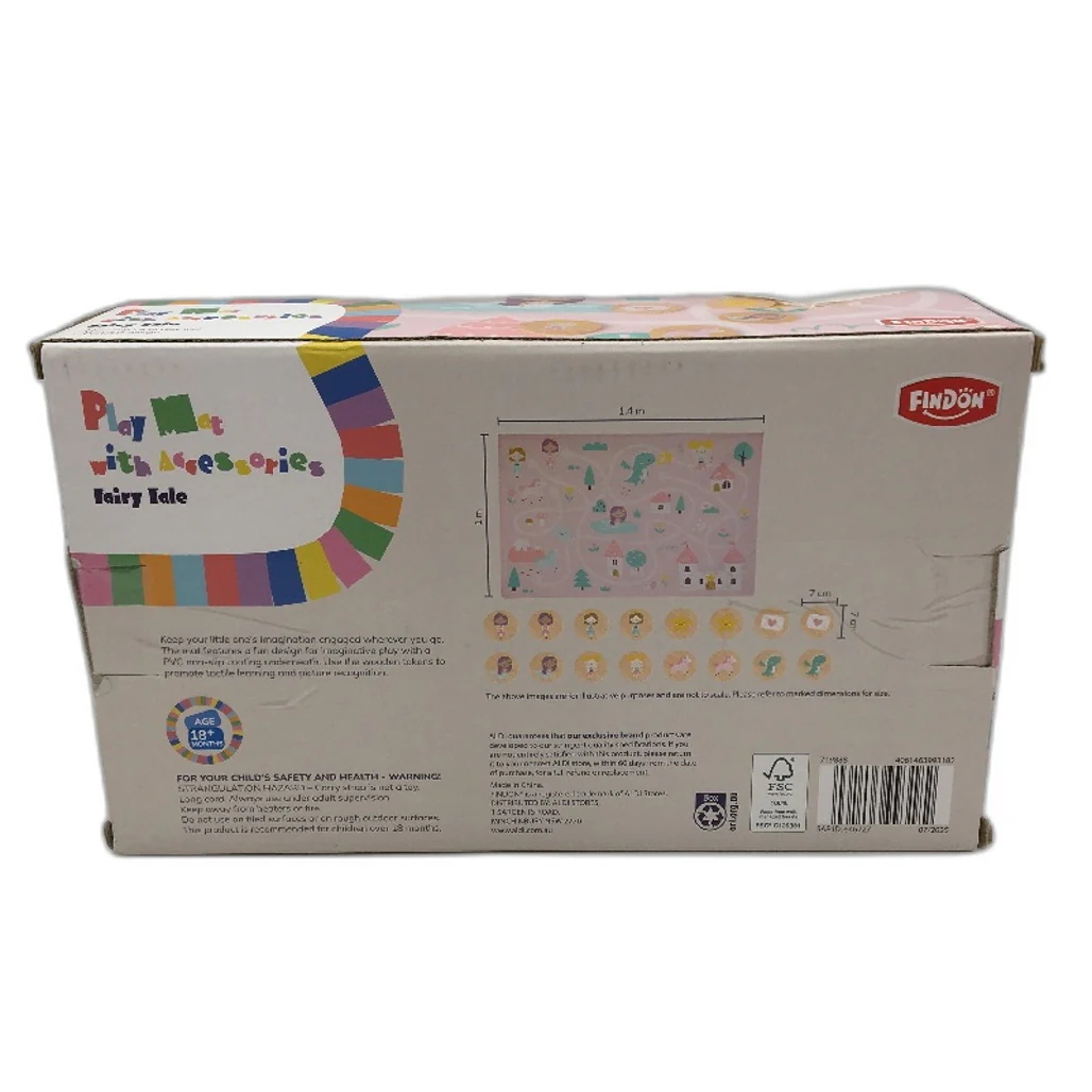 Findon Fairy Tale Pink Non Slip Play Mat With Wooden Token Toy Portable Age 18M+ - Image 2