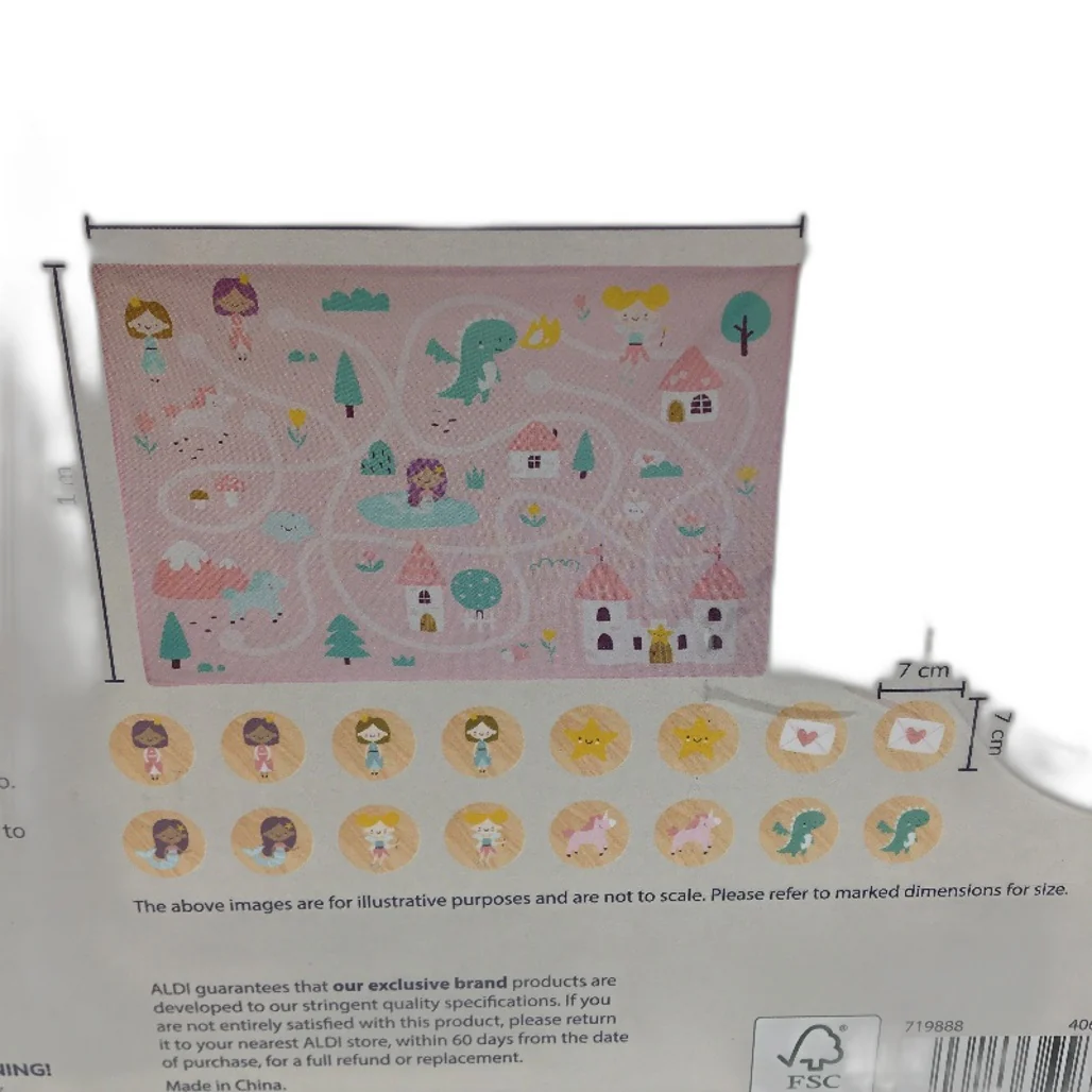 Findon Fairy Tale Pink Non Slip Play Mat With Wooden Token Toy Portable Age 18M+ - Image 3