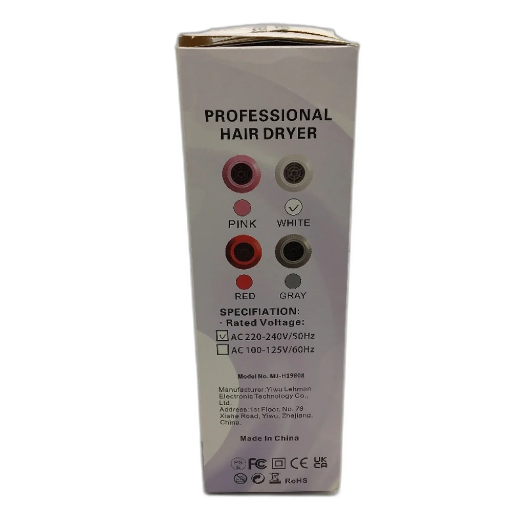Professional White Hair Dryer 50 Hz 2 Nozzles& 1 Diffuser Heating Protection NEW - Image 5