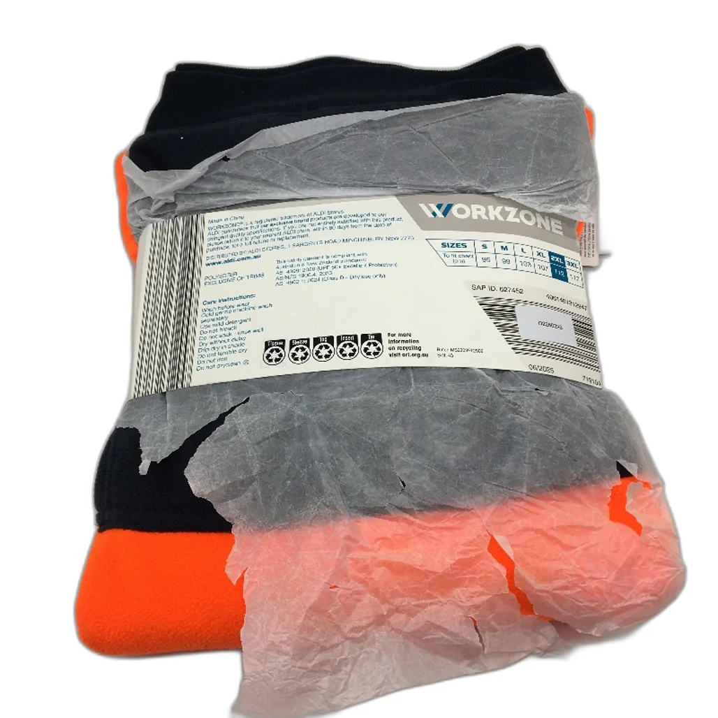 Workzone UPF-50 Orange & Navy HI-VIS 1/4 Zip Up Fleece Top Mens Size 2XL NEW - Image 2