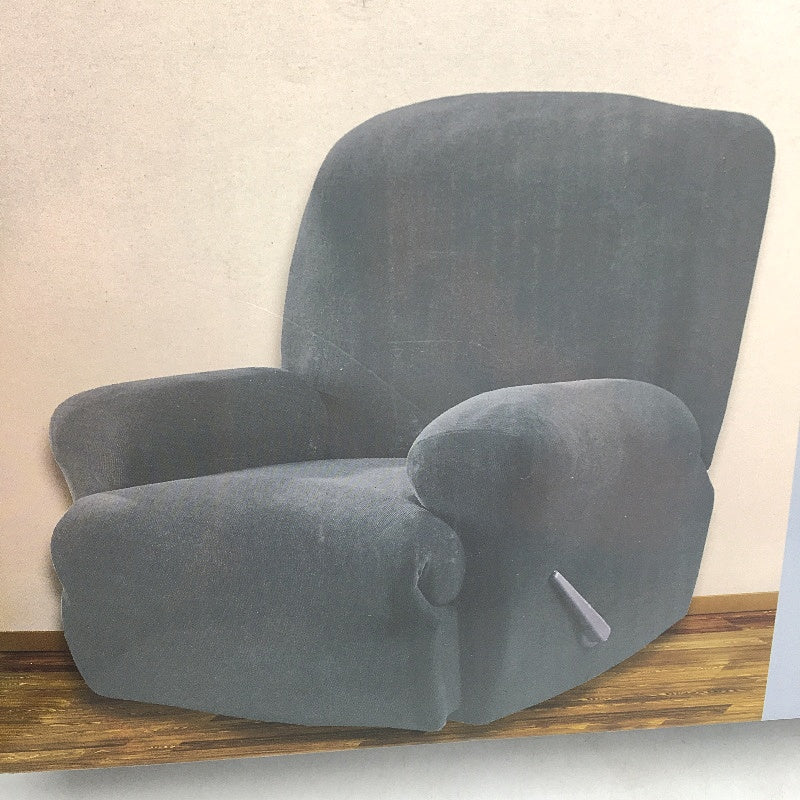 Kirkton House Recliner Seat Stretchy Slipcover Blue Soft Lined Chair Cover - Image 2