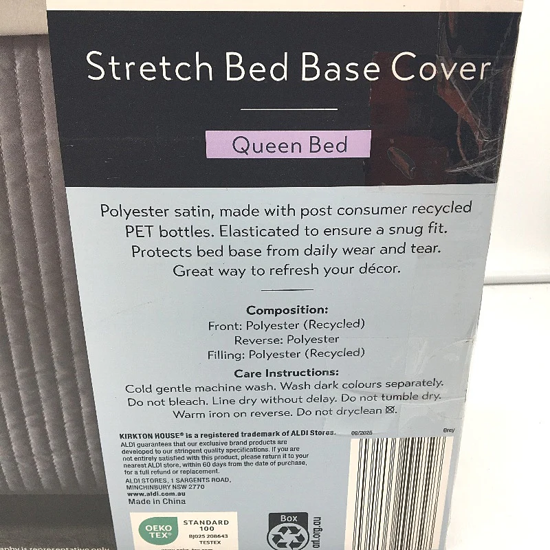 Kirkton House Silver Lined Stretchy Silky Bed Base Cover QUEEN - Image 5