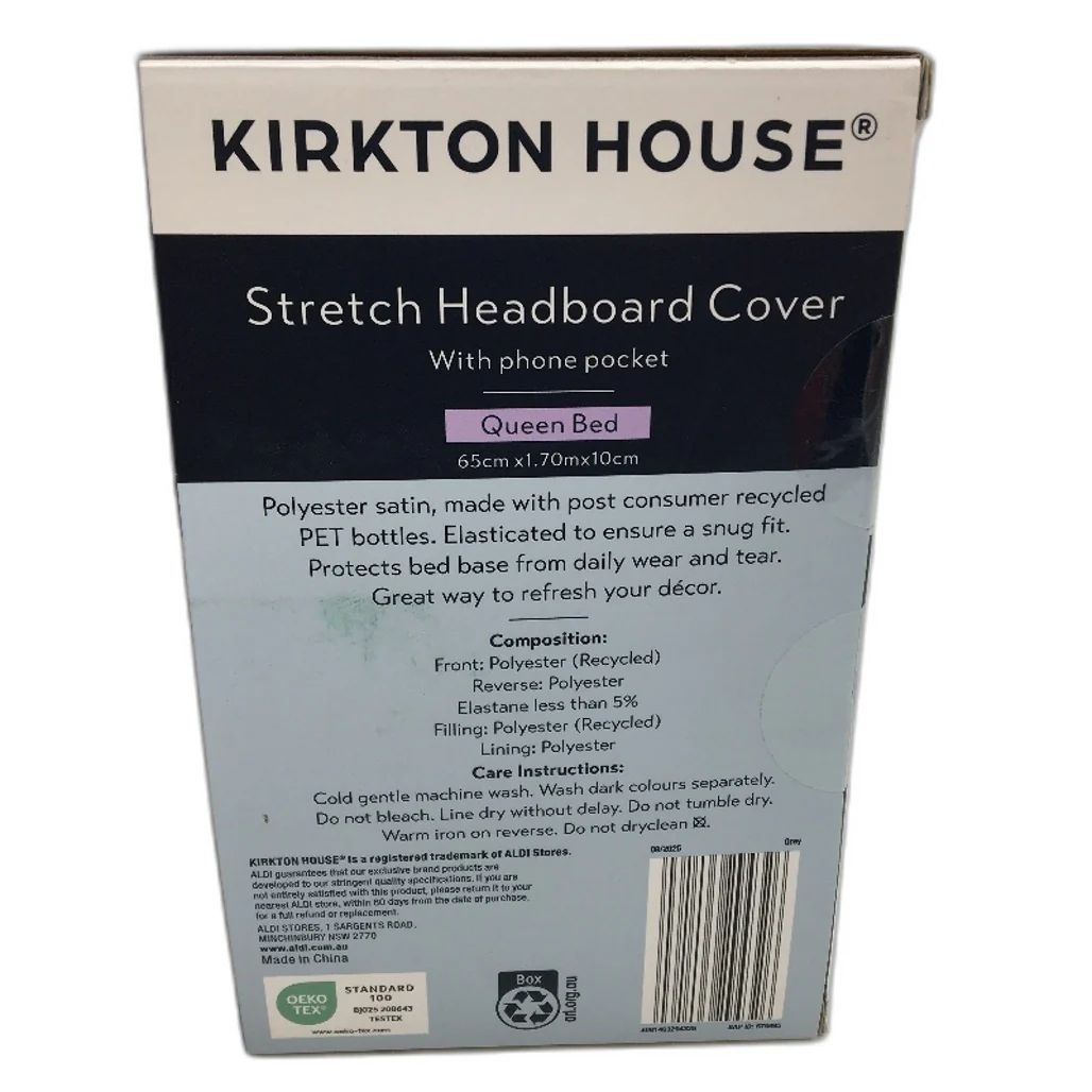 Kirkton House Silver Stretchy Silky Lined Headboard Cover QUEEN - Image 4