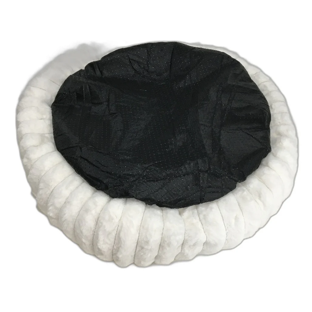 Dog Cushion White Fluffy Circular Soft Small Doggy Bed Plush Lined - Image 4