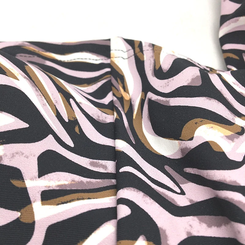 Myer Black & Purple Patterned Padded Swim Top Ruffle Strap Ladies Size 10 - Image 4