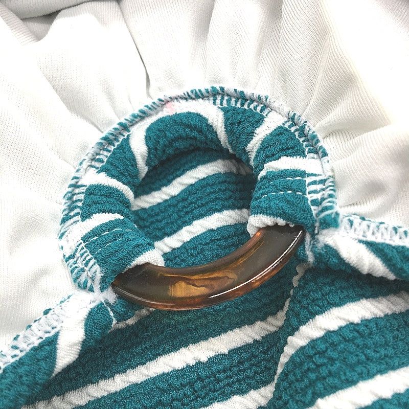 Myer Teal & White Striped Padded One Piece Soft Textured Swimsuit Ladies Size 10 - Image 3