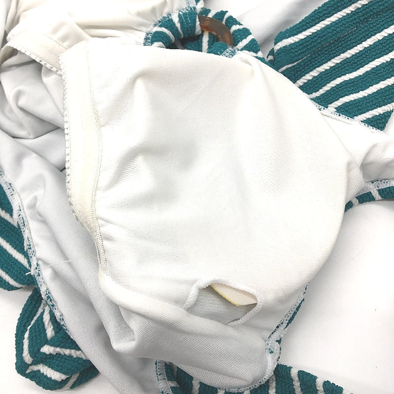Myer Teal & White Striped Padded One Piece Soft Textured Swimsuit Ladies Size 10 - Image 4