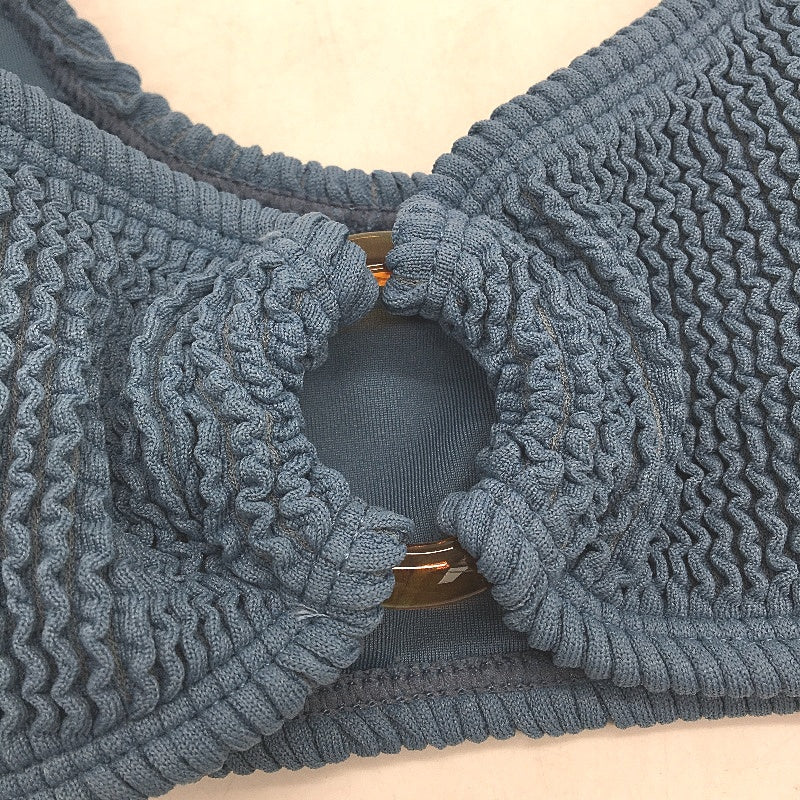 Myer Blue Padded Bikini Top Textured Swim Top Ladies Size 10 - Image 3
