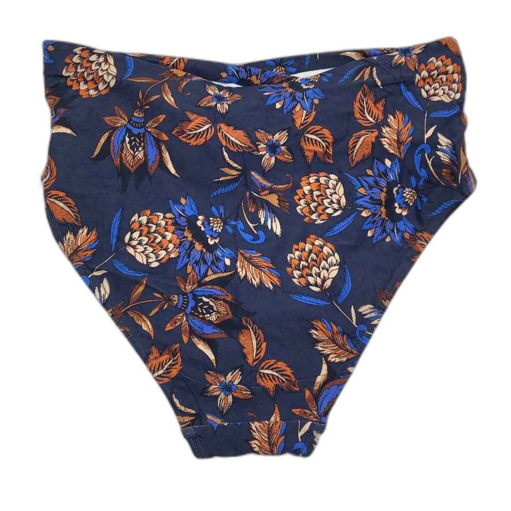 Myer Navy Blue Floral Patterned Cross Front Brief Bikini Bottom Ladies Size 10 - Image 2