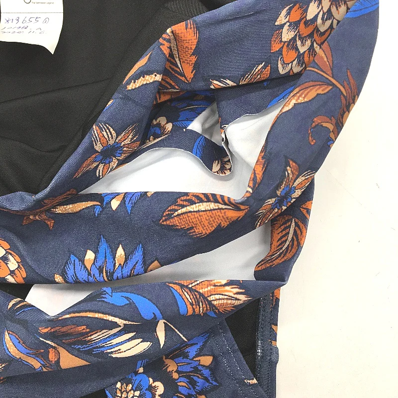 Myer Navy Blue Floral Patterned Cross Front Brief Bikini Bottom Ladies Size 10 - Image 5