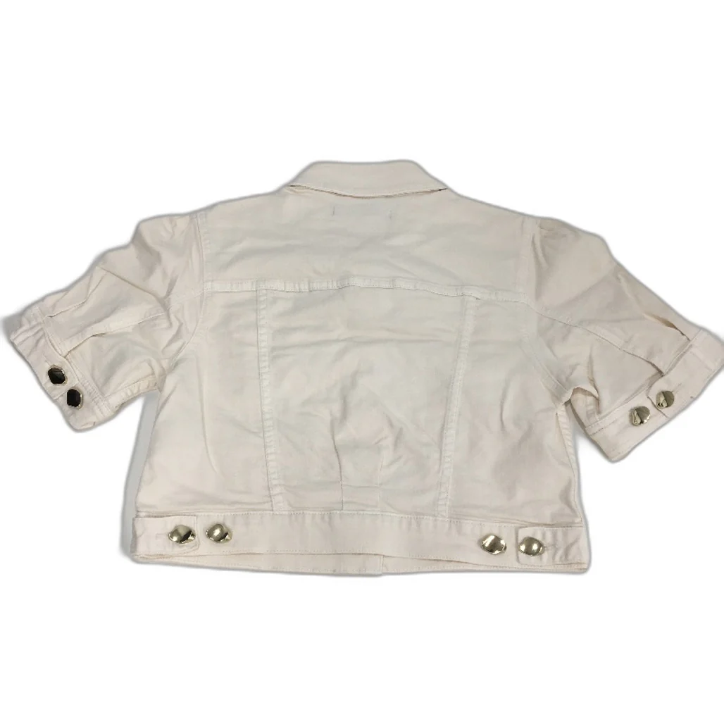 Portmans Cream Cotton Cropped Denim Button Up Short Sleeve Top Ladies Sze 14 NEW - Image 2
