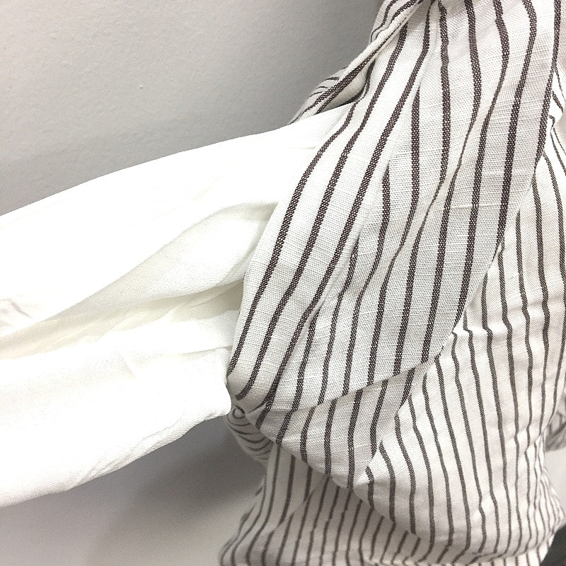Portmans Fudge Stripe Linen Blend Ruched Sides Bubble Skirted Dress Size 10 NEW - Image 4