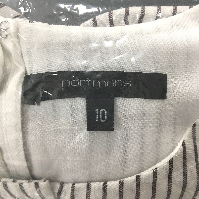 Portmans Fudge Stripe Linen Blend Ruched Sides Bubble Skirted Dress Size 10 NEW - Image 7