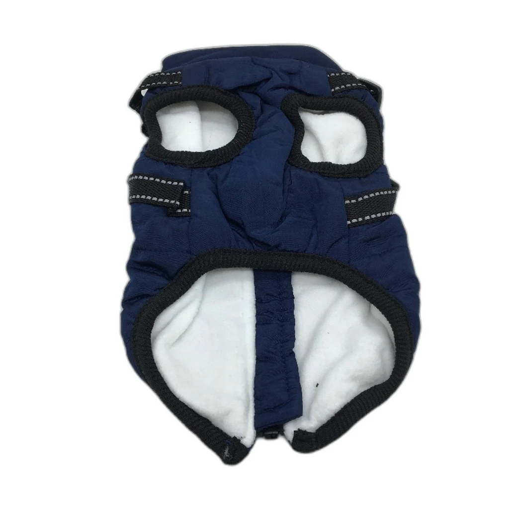 Small Dog Cat Pet Puppy Jacket With Harness Outdoor Warm Winter Sports Vest Navy - Image 2